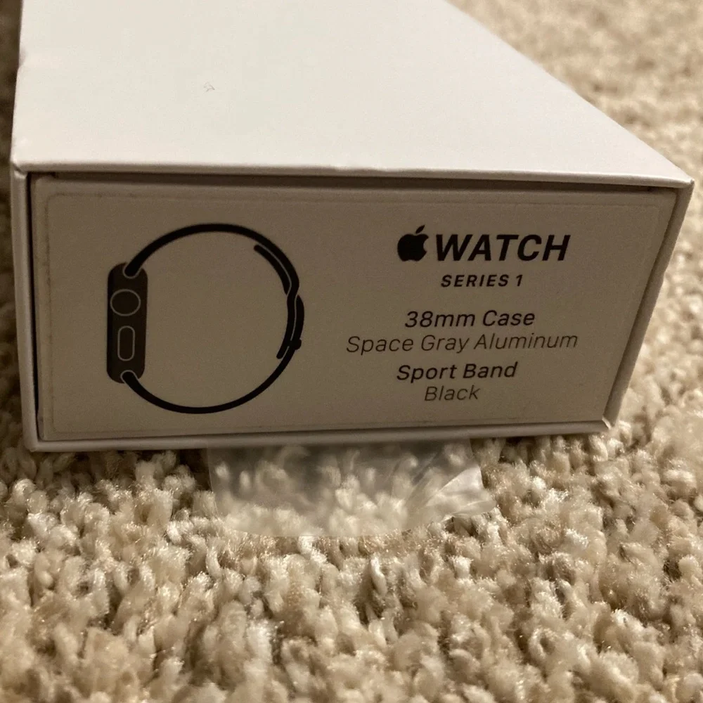 Apple Watch Series 1 38mm case space grey black band product box instructions